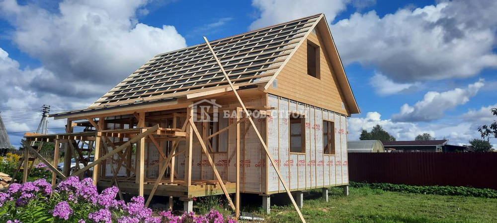 Каркасный дом 6х8 с террасой 2х6м, Ленинградская обл., Гатчинский р-н.